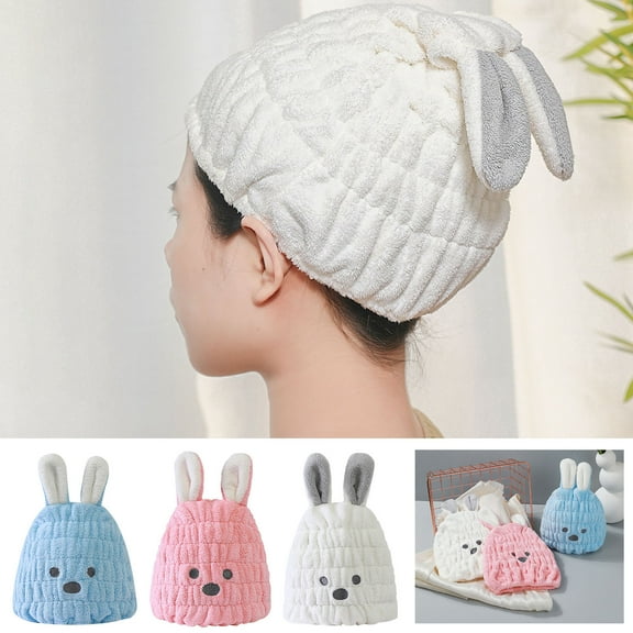 Fast Absorbing Hair Drying Cap For Indoor Bathing Microfiber Dry Towel Featuring Cute Ear Design And Elastic Wrap