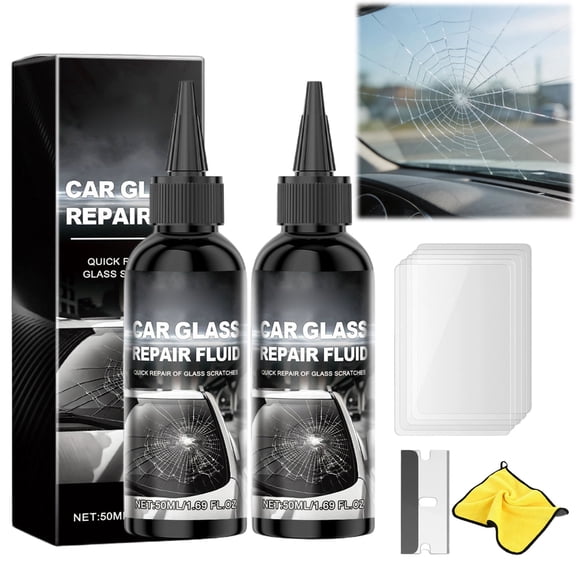 Fast-Acting Car Windshield Crack Repair Kit - 50ml Windshield Repair Liquid for Cracks & Chips, Stop Spreading, Universal Car Window Glass Filler Kit for Automotive Windscreens,2Pcs