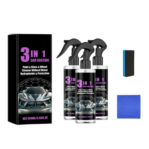 Fast Acting Ceramic Coating Spray Liquid Top Coat Auto Spray Wax 100ML Waterless Cleaning Paint Restoration Scratch Repair Hydrophobic Protection Multi Surface Application 2PC