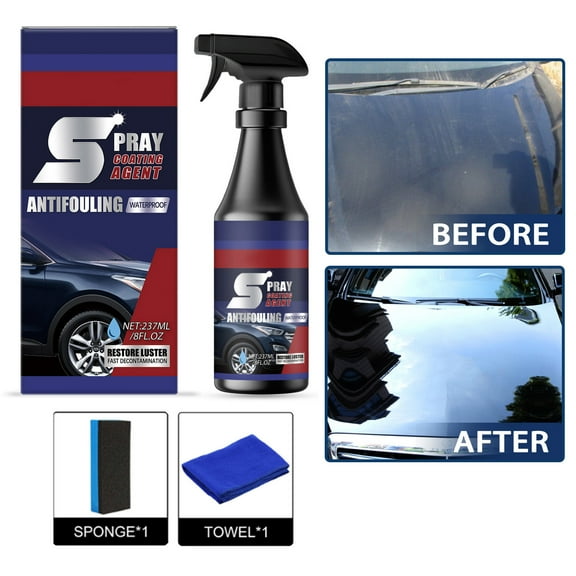 Fast Acting Ceramic Spray Coating, Nano Technology Auto Spray Wax, High Gloss Hydrophobic Paint Protect, Scratch Resistance Self Cleaning Effect, Quick DIY Car Detailing for All Vehicle Surfaces