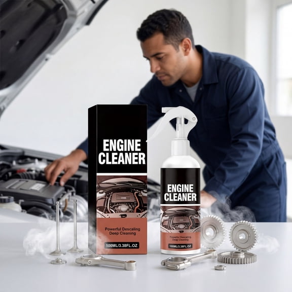 Fast Acting Heavy Duty Engine Cleaner Spray, Powerful Descaling Deep Cleaning Degreaser, Removes Grease, Oil, Grime & Carbon Buildup for Automotive Engine Bay and Heavy Duty Machinery Parts