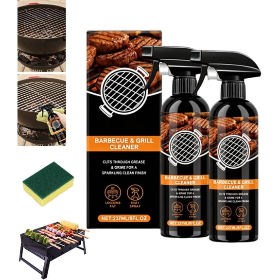 Fast-Acting Heavy-Duty Grill Degreaser, BBQ Heavy Duty Degreaser Grill Cleaner Spray, Grills Cleaner Spray For Outdoor Grills (2PCS)