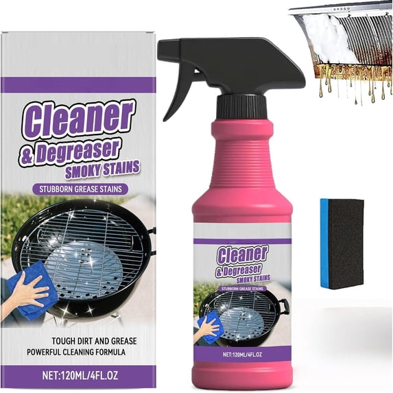Fast-Acting Heavy-Duty Grill Degreaser Spray, 120 Ml BBQ Grill Cleaner for Burnt Food & Grease, Multi-surface Barbecue Degreaser, Quick Foaming, For Stainless Steel, Oven Racks, Griddles