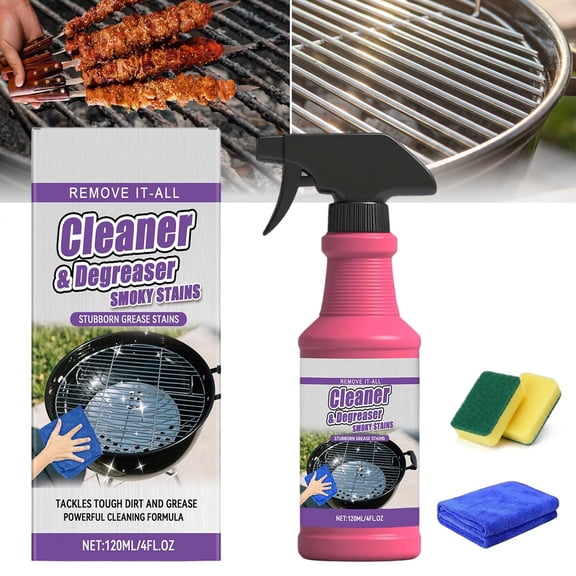 Fast-Acting Heavy-Duty Grill Degreaser Spray, 120ML BBQ Grill Cleaner, All-Purpose Heavy-Duty Cleaner for Outdoor Grills