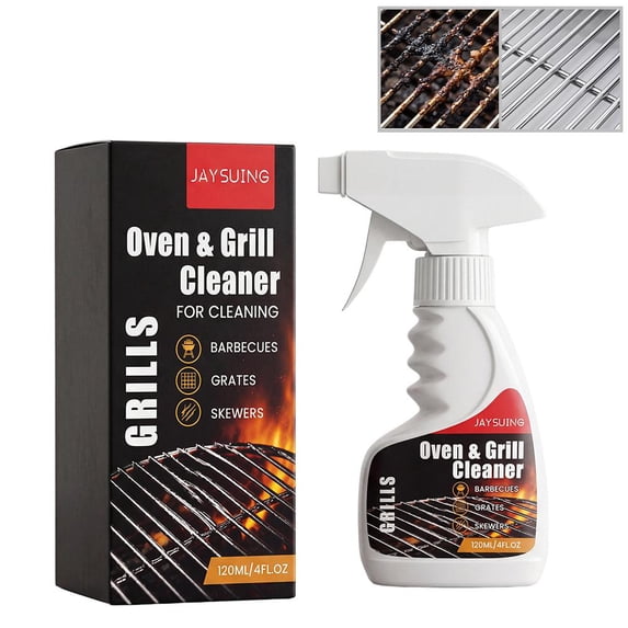 Fast Acting Heavy Duty Grill Degreaser Spray, BBQ Grill Cleaner for Burnt Food & Grease, Multi Functional Grease Remover for Outdoor Grills Rack Kitchen BBQ Party