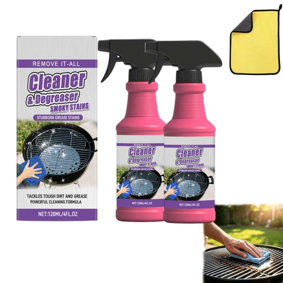 Fast Acting Heavy Duty Grill Degreaser Spray, BBQ Grill Cleaner, Grill Cleaner for Outdoor Grill, Advanced Grease Dissolving Formula, Effortless Spray and Wipe