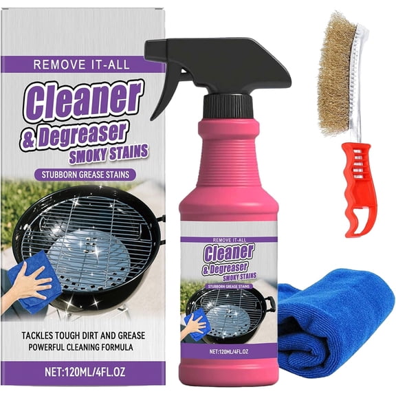 Fast-Acting Heavy-Duty Grill Degreaser Spray, Heavy Duty BBQ Grill Degreaser, Professional Grade Stain Remover Easily Lifts Baked-On Carbon and Grease (1PC)