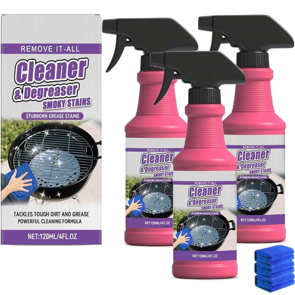 Fast-Acting Heavy- Duty Grill Degreaser Spray, Powerful Cleaner for BBQ Grills, Removes Burnt Food & Grease, Ideal for Outdoor Use