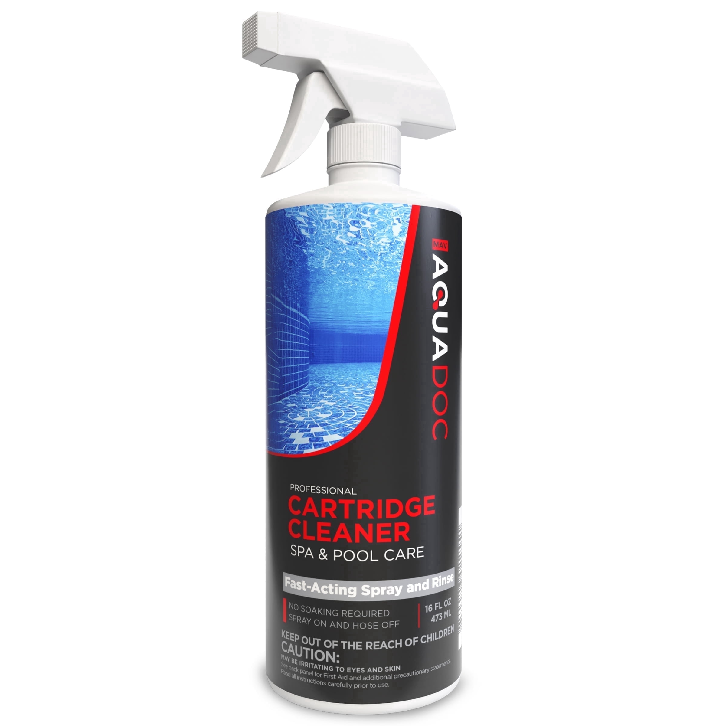Pool Cartridge Filter Cleaner Spray - Hot Tub & Pool Filter Cleaner For Spa - AquaDoc - 16oz