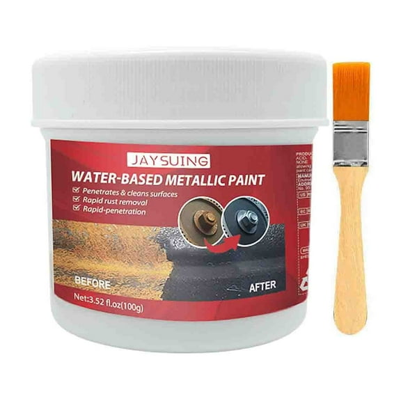 Fast-Acting Metal Rust Remover - Water-Based Anti-Rust Paint Inhibitor with Brush - Multi-Purpose Automotive and Home Use