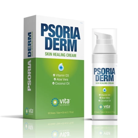 Vita Sciences Psoriaderm Skin Healing Cream, Supports Psoriasis and Dry, Irritated Skin with Vitamin D3, 1.7 oz