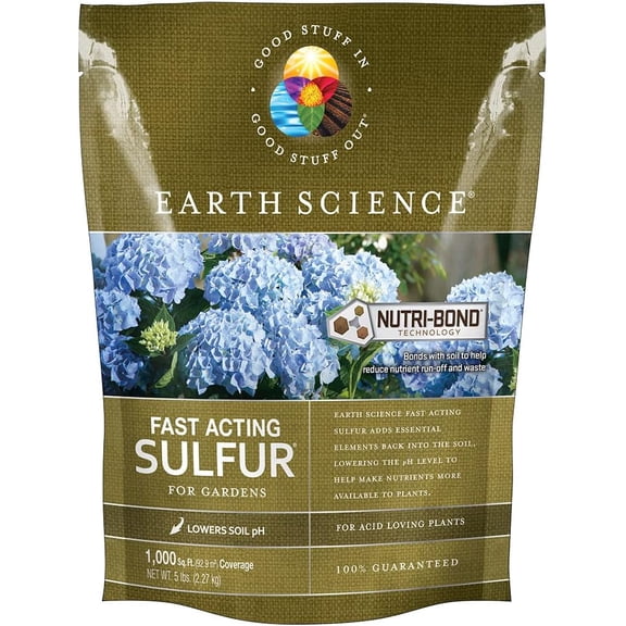 Fast Acting Sulfur Granules  5lb  Reduces Soil pH and Nutrient Runoff, Improves Growth & Color for Acid-Loving Plants, Long-Lasting Lawn Care Supplement