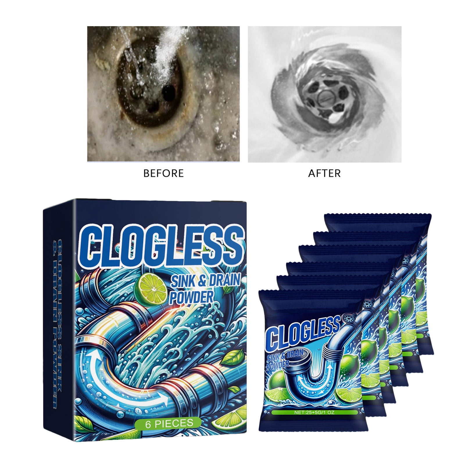 Fast Actings Drain Solution Drain Powder Grease Hair and Other