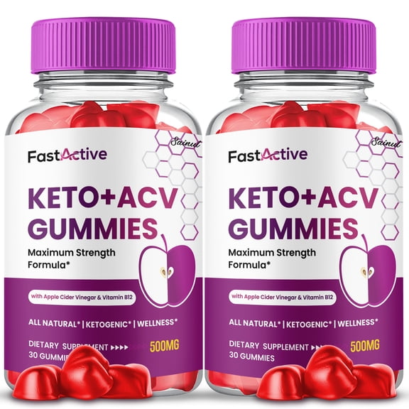 Fast Active Keto ACV Gummies, Maximum Strength Formula, FastActive Keto Supplement (2 pack)