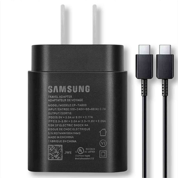 Fast Adaptive Wall Adapter 25W Charger for ROG Phone II ZS660KL and Samsung Galaxy A13 A33 A53 A73 S22 S22+ S22 Ultra with 6FT UrbanX USB C PD Charging and Data Transfer Cable - Black (US Version)