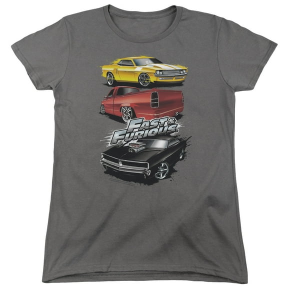 Fast And The Furious Muscle Car Splatter S/S Women's T-Shirt Black
