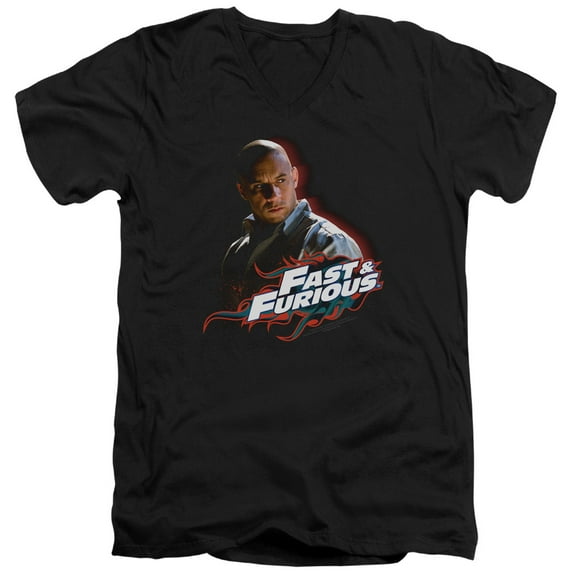 Fast And The Furious Toretto S/S Adult V-Neck 30/1 T-Shirt Black