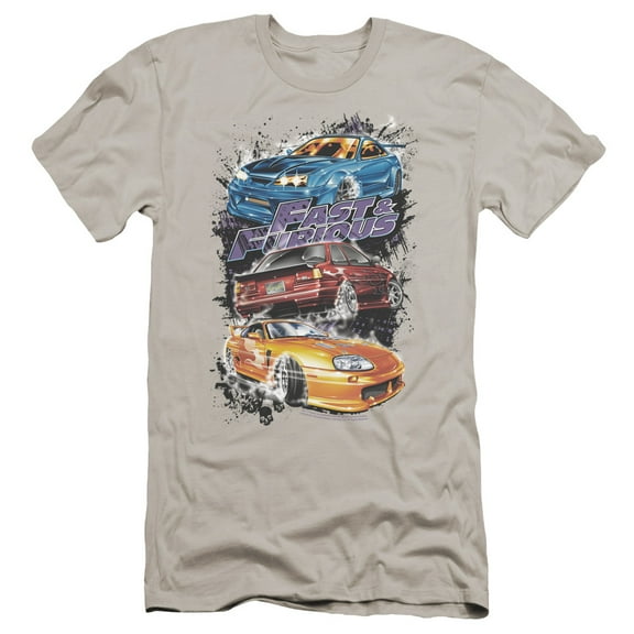 Fast And The Furiousokin Street Cars Premium Canvas Adult Slim Fit 30/1 T-Shirt Silver