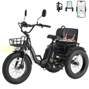 Skeri Electric Tricycle for Adults, 750W(Peak 1350W) Motor, 48V13Ah Battery, 20"x4" Folding Fat Tire 3-Wheel Electric Trike, 20MPH, Hydraulic Brakes, Rear Baske