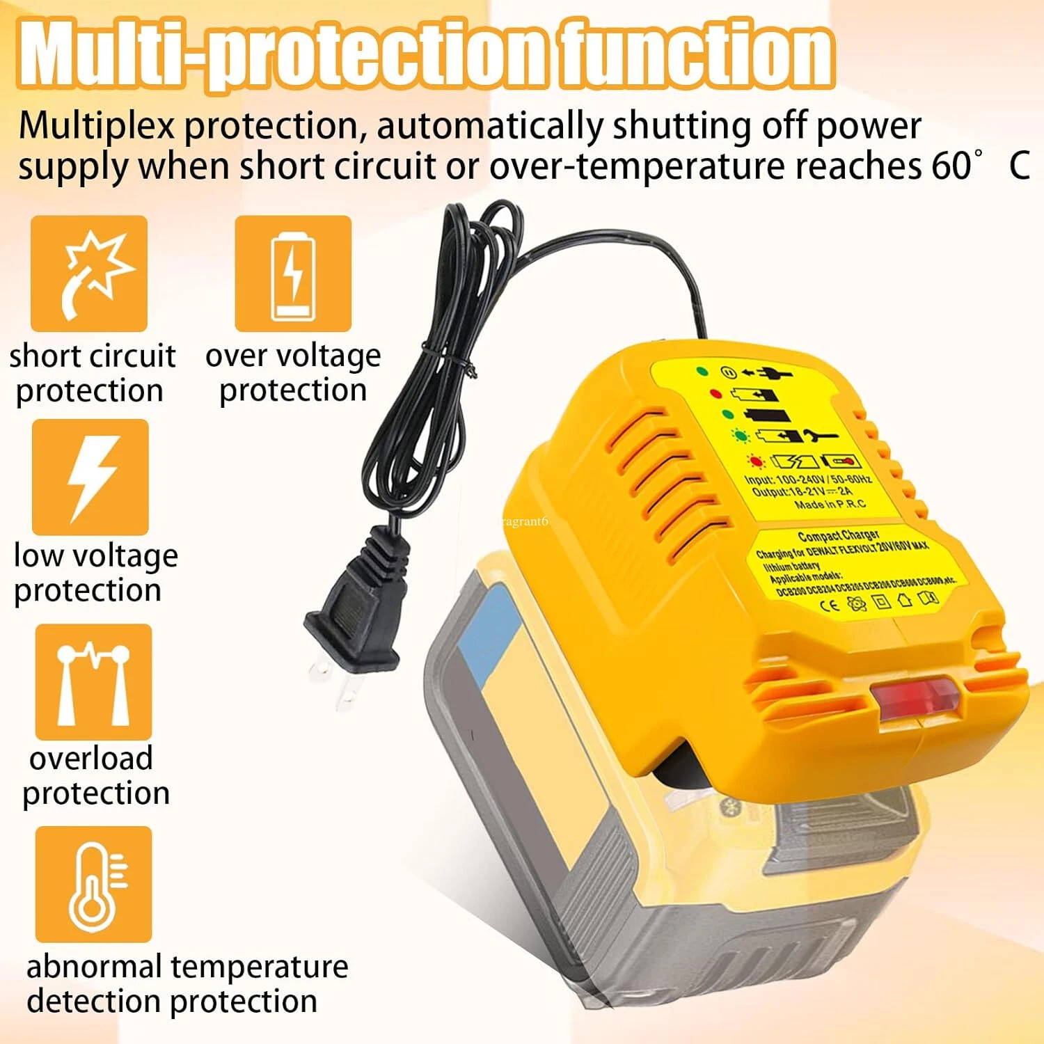 Fast Battery Charger for Dewalt 20V 60V Li-ion Battery Charger Station with LED