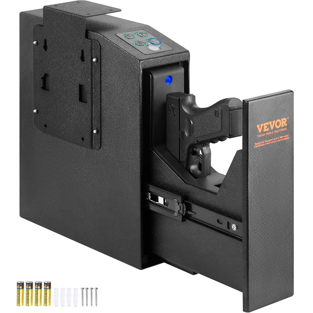 Fast Biometric Sliding Pistol Gun Safe for Nightstand, Desk, Bedside