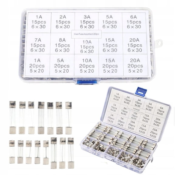 Fast-Blow Glass Fuses Quick Blow Car Glass Tube Fuses Assorted Kit 0.1A-20A