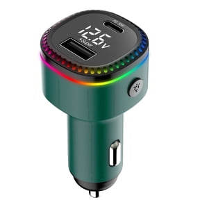 Car Charger USB C fast Charger, Dual USB Port 48W 12.6V Cigarette Lighter Adapter with LED Digital Display, Universal Compatible, Green