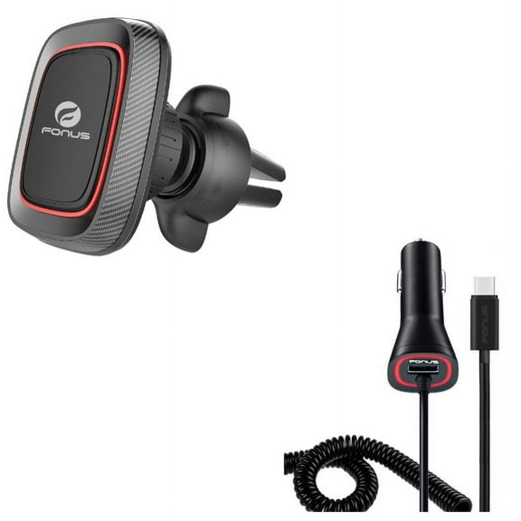 Fast Car Charger with Phone Mount - Magnetic Air Vent Holder and TYPE-C DC Socket Adapter for Motorola Moto Z Play Droid,Z2 Force,Droid,X4, Revvlry Plus, Edge Plus, G7,G6,G Stylus,5G - Q6R