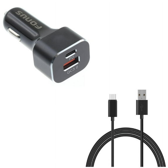 Fast Car Charger w 6ft Long USB-C Cable Power Cord Type-C Wire PD Port L8W for ASUS ROG Phone,5,3,2, ZenFone AR,8,6,5z,4,Pro - AT&T Fusion Z, RADIANT Max,5G - Blackberry Key2, Motion, KEYone