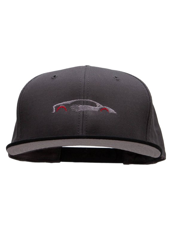Fast Car Embroidered Two Tone Superior Cotton Twill Flat Bill Snapback Cap - Black Charcoal OSFM