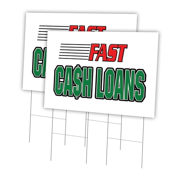 Fast Cash Loans 2 Pack Of 24" x 36" Yard Sign & Stake | Advertise Your Business | Stake Included Image On Both Sides | Made in The USA