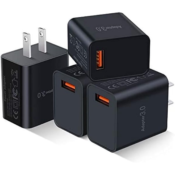 Fast Charge 3.0 USB Wall Charger [4-Pack] 5V 3A Fast Charging Block 18W QC Power Adapter for Wireless Charger Stand, Compatible with iPhone 16 15 14 Pro Max Galaxy S24 S23 Ultra 22 21 20 A03s
