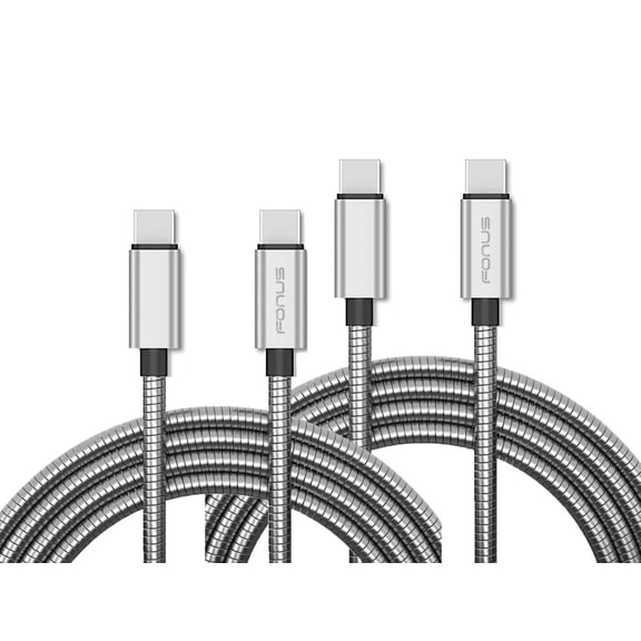 Fast Charge 3ft and 6ft Long Metal PD USB-C Cables for TCL 30XL, 30 XE 5G/V 5G - TYPE-C to TYPE-C Cord Power Wire USB-C to USB-C Data Sync High Speed
