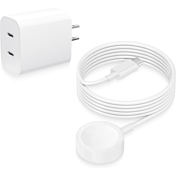Fast Charge for Apple Watch Charger, Dual USB C Port Quick iWatch Charger Block with 3.3FT USB C Magnetic Fast Charging Cable Wireless Cord for Apple Watch Series 11/10/9/8/7/6/5/SE 3/SE 2/SE/Ultra 3