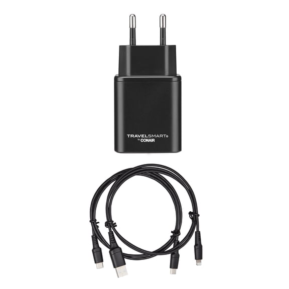 Travel Smart by Conair Fast Charge EU Adapter with Cable