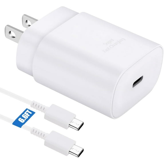 Fast Charger 25W USB C Super Fast Charging with 6.6FT Type C Charger Cable Cord for Nokia X100 Super Fast Charging 25W PD Charger Kit - White