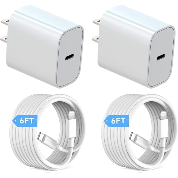 i Phone 14 13 12 11 Charger Fast Charging 2Pack 20W PD USB C Wall Charger 6FT Cable Fasting Phone Block Adapter Compatible with iPhone 14 Pro/13 Pro/12/12 Pro Max/11 Pro Max Case