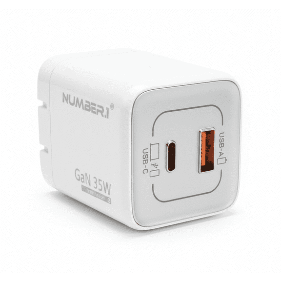 Entronix Universal Wall Adapter, 35W Fast Charger with Dual Port USB-C and USB-A, White