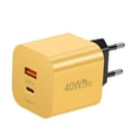 thumbnail image 1 of Fast Charger Block, PD 40W Dual Port Wall Charger, Overcharge Protection Charger for Home, Apartment, Yellow Charging Block with Type C, USB Ports, 1 of 9
