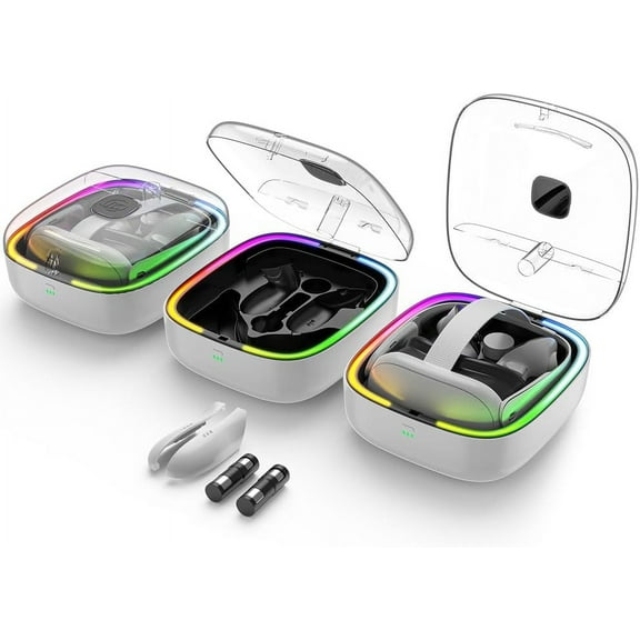 Fast Charger Station Base for Meta Quest 3S/3, Portable Charging Storage Case with LED Light for Meta Quest 3S/3, VR Headset Charging Stand Controller Charging Dock for Meta Quest 3S/3 Accessories