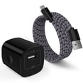 thumbnail image 1 of Fast Charger USB Wall Charger with USB-A to Micro Cable 6FT Fast Charging Android Charger, Braided Nylon Micro USB Cables for Samsung Galaxy, Android Devices, Black, 1 of 8