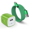 thumbnail image 1 of Fast Charger USB Adapter Charger with 6FT Micro USB Cable Fast Charging Android Charger, Braided Nylon Micro USB Cables for Samsung Galaxy, Android Devices, Green, 1 of 7