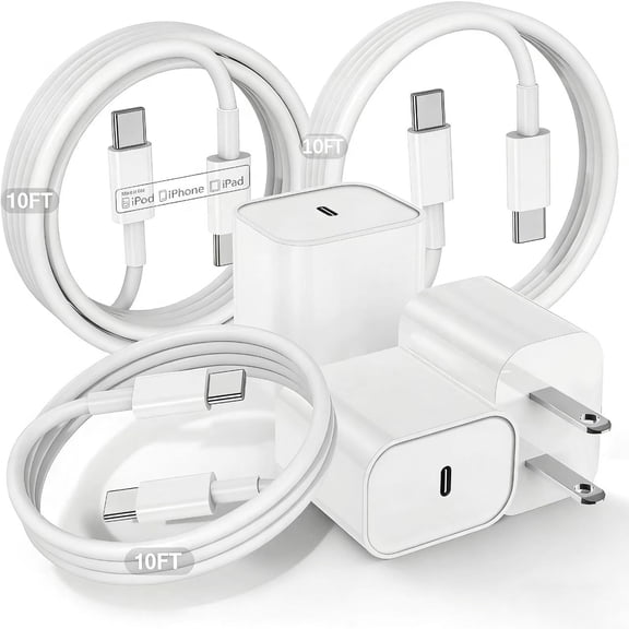 Fast Charger for iPhone 17 16 15 Charger Fast Charging ,10ft USBC to USBC Cable Cord &20W Type C Block for iPhone 17/17 Air/17 Pro Max/17 Pro/16 15 Pro Max/Pro/Plus,iPad Pro/Air/Mini