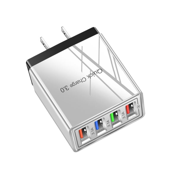 Fast Charging 3.0 Wall Charger, 4-Port USB Charger Block, Multi USB Power Adapter, Dual Charging Box Plug Brick Cube Compatible for iPhone 17 16e 16 15 Pro Max,iPad,Samsung S25 S24,Pixel 7