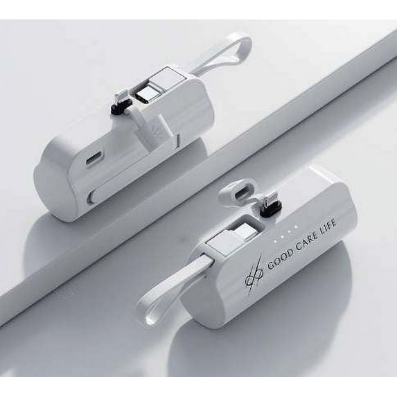 Fast Charging 5000 mAh Mini Portable Power Bank With (Head) &  Android (Type-C) Strap / Cord & Stand