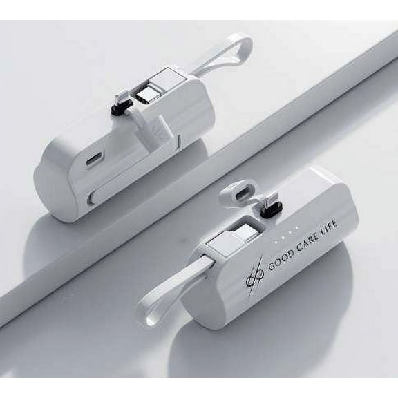 Fast Charging 5000 mAh Mini Portable Power Bank With (Head) & Android (Type-C) Strap / Cord & Stand