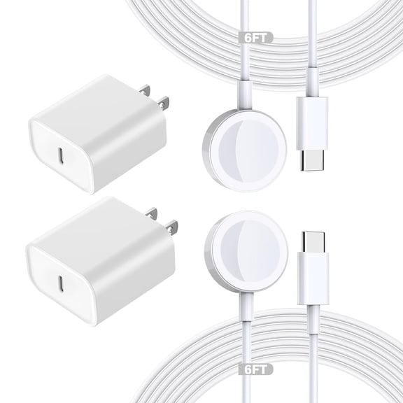 Fast Charging for Apple Watch Charger,2Pack PD USB C Fast iWatch Charger Block with 6FT Magnetic Wireless Cable for iWatch Charging Compatible with Apple WatchSeries 11/10/9/8/7/6/SE2/5/4/3/2/1/Ultra