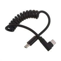 Fast Charging Cable 90 Degree Right Angle Coiled Type C to Type C Cord for Phone