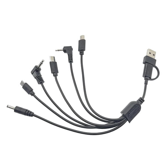 Fast Charging Cable with 6 Port Type C Tiny USB Small USB 3.5mm 2.5mm Connectors & Metal for Electronics