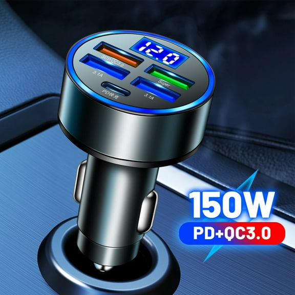 Fast Charging Car Adapter 4 USB Port Car Charger Travel Use Portable And Easy To Carry ABS+ Aluminum Alloy Material